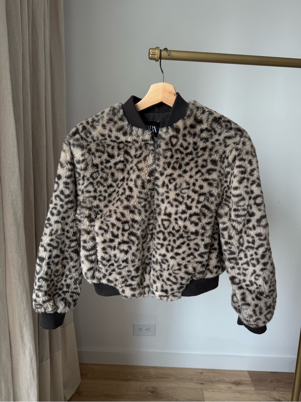 Zara Kids Leopard Faux Fur Bomber Jacket 9-10Y - Picture 2 of 10